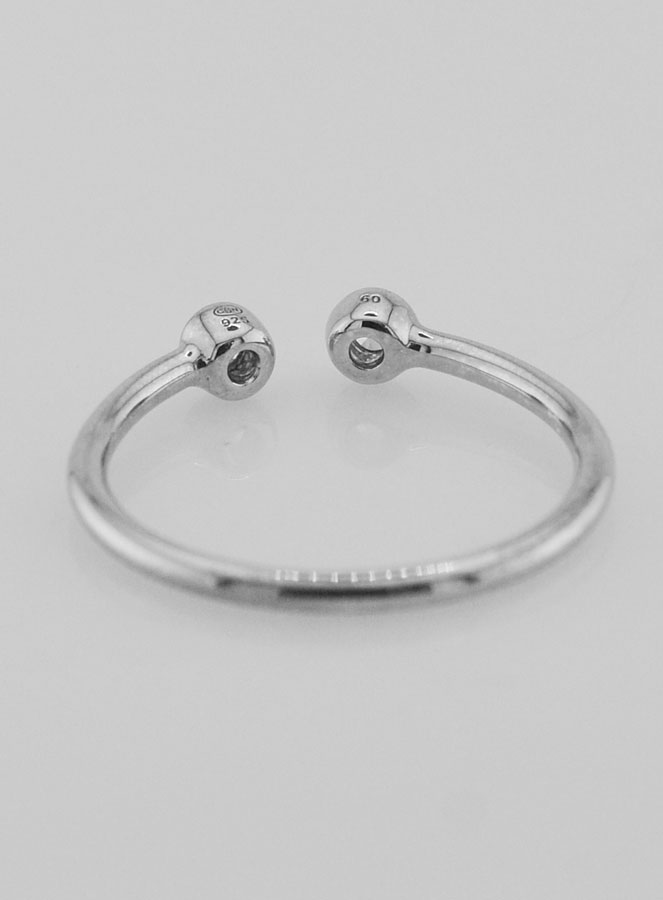Anello Aperto in Argento e Zirconi - Misura 20 (pic 4)