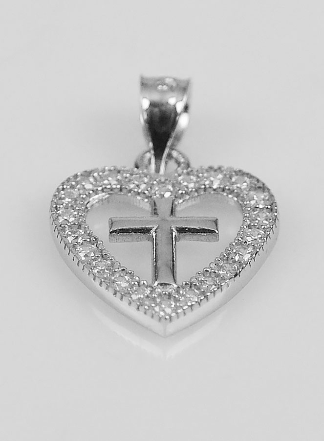 Ciondolo Croce & Cuore in Argento 925 - 16mm (pic 2)