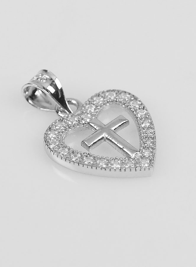 Ciondolo Croce & Cuore in Argento 925 - 16mm (pic 3)