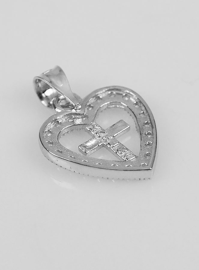 Ciondolo Croce & Cuore in Argento 925 - 16mm (pic 4)