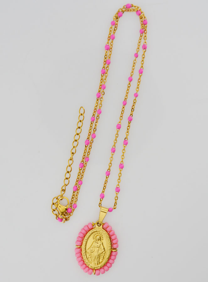 Médaglia Miracolosa + Collana con Perline Rosa (pic 2)