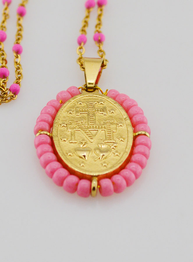 Médaglia Miracolosa + Collana con Perline Rosa (pic 3)