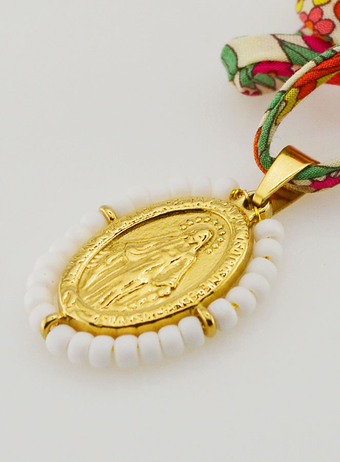 Collana Religiosa con Cordoncino Liberty - Miracolosa con Perline (pic 1)