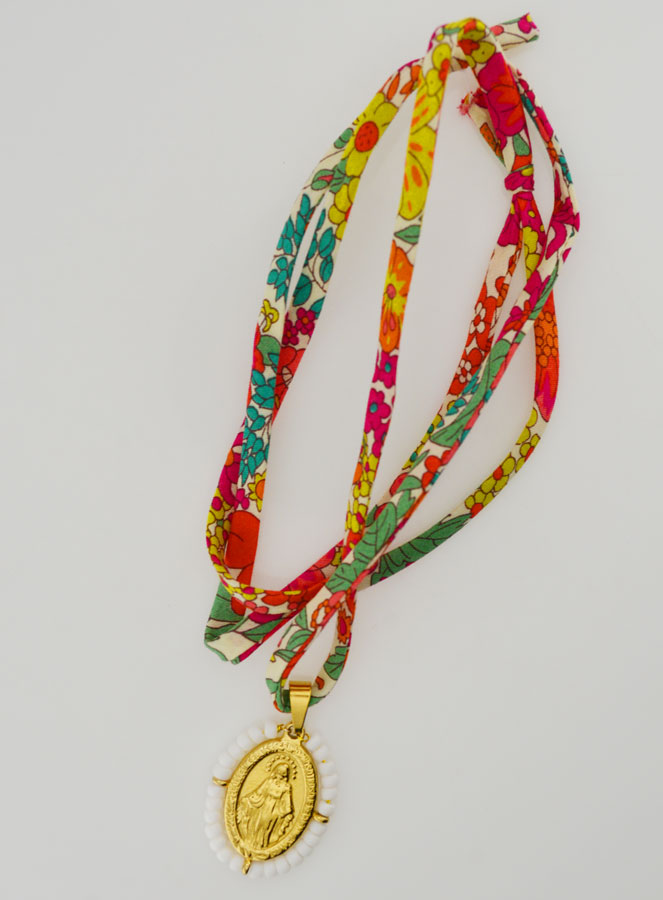 Collana Religiosa con Cordoncino Liberty - Miracolosa con Perline (pic 2)