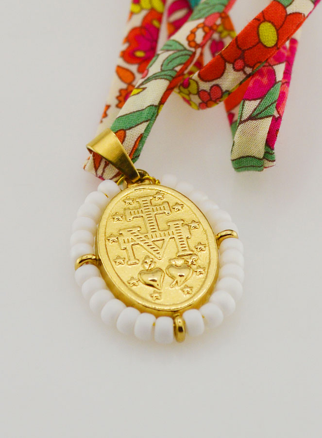 Collana Religiosa con Cordoncino Liberty - Miracolosa con Perline (pic 3)