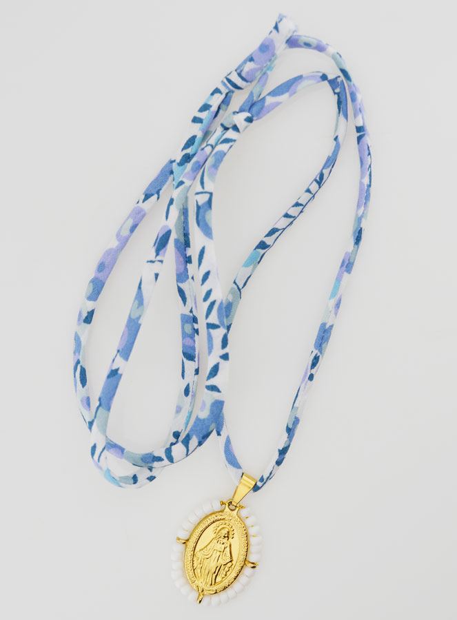 Collana Religiosa con Cordoncino Liberty Blu - Miracolosa Perlata (pic 2)