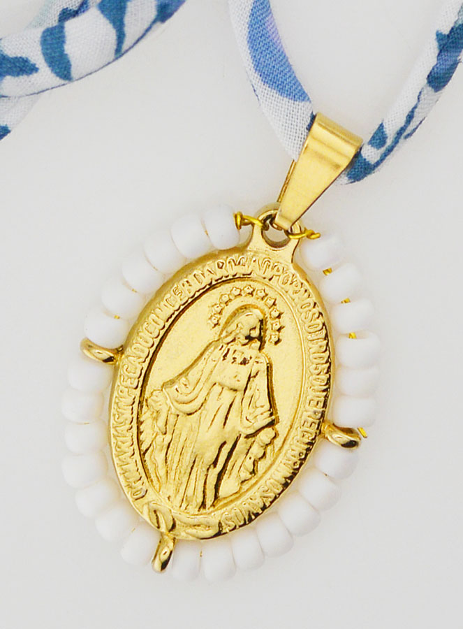 Collana Religiosa con Cordoncino Liberty Blu - Miracolosa Perlata (pic 3)