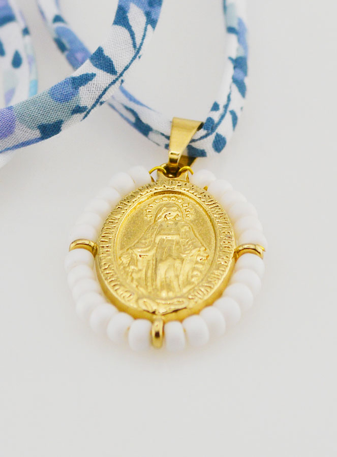 Collana Religiosa con Cordoncino Liberty Blu - Miracolosa Perlata (pic 4)
