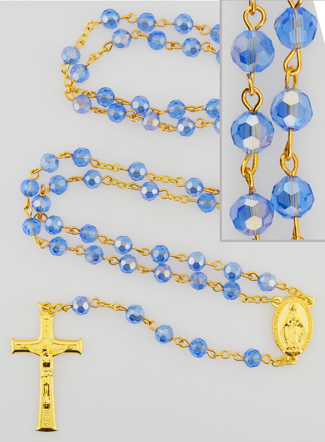 Rosario Medaglia Miracolosa con Perle Sfaccettate - Blu (pic 1)