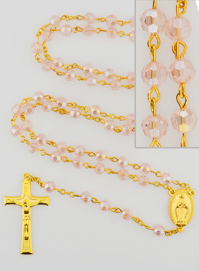 Rosario Medaglia Miracolosa con Perle Sfaccettate - Rosa (pic 1)