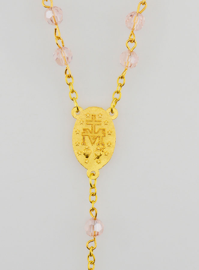 Rosario Medaglia Miracolosa con Perle Sfaccettate - Rosa (pic 4)