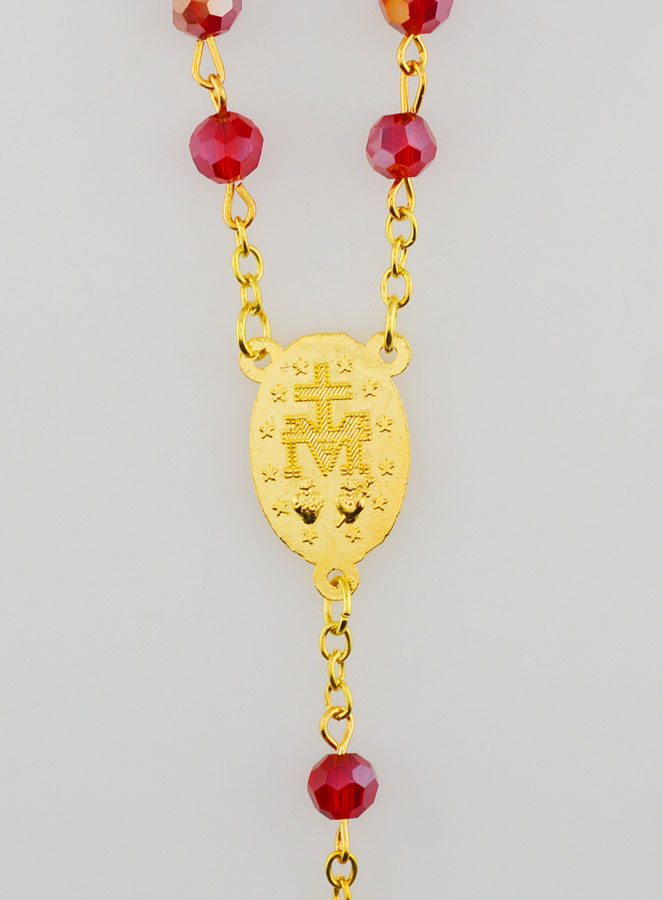 Rosario Medaglia Miracolosa con Perle Sfaccettate - Rosso (pic 4)