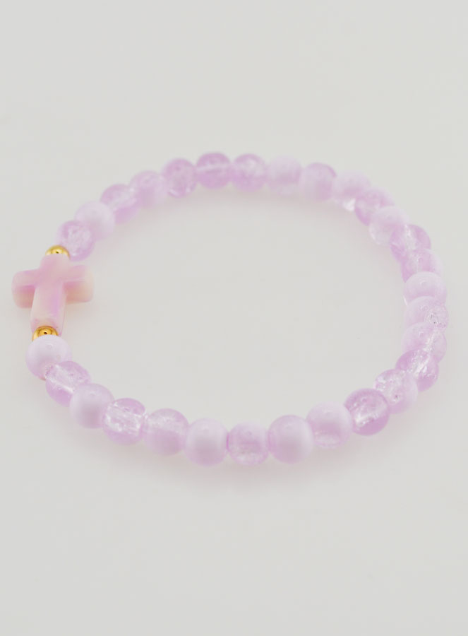 Bracciale Religioso con Croce e Perle in Vetro Viola (pic 2)
