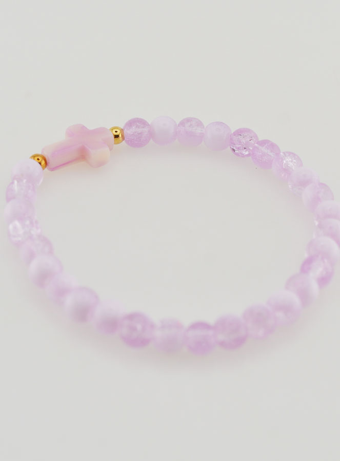 Bracciale Religioso con Croce e Perle in Vetro Viola (pic 4)