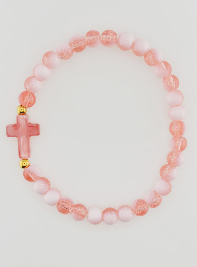 Bracciale Religioso con Croce e Perle in Vetro Rosso (pic 1)