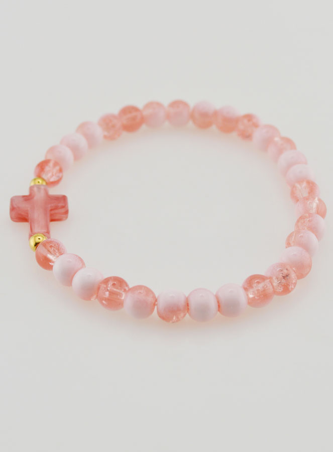 Bracciale Religioso con Croce e Perle in Vetro Rosso (pic 2)