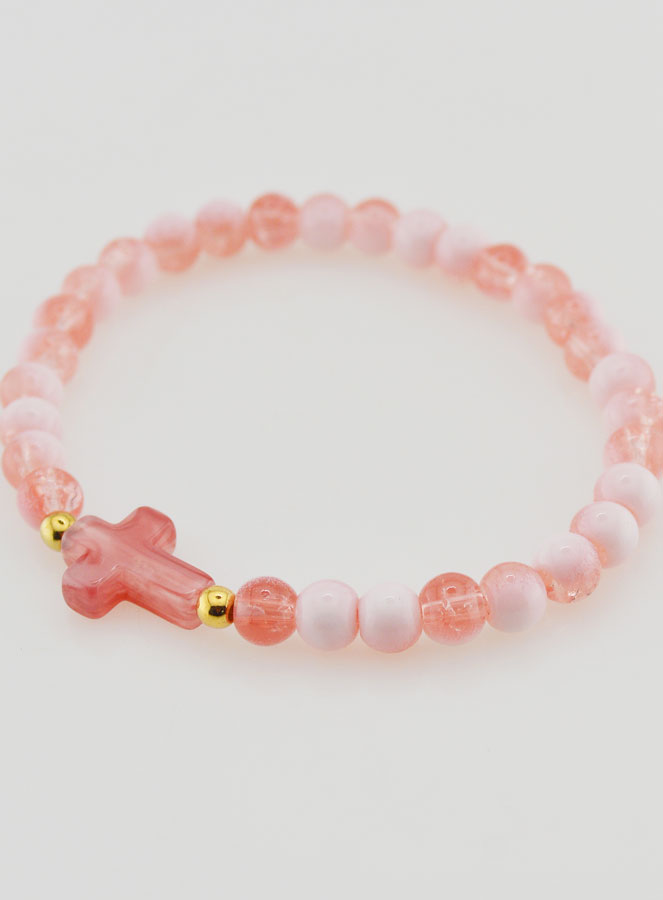 Bracciale Religioso con Croce e Perle in Vetro Rosso (pic 3)