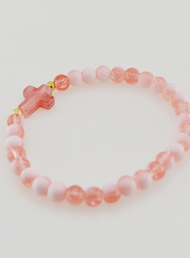 Bracciale Religioso con Croce e Perle in Vetro Rosso (pic 4)