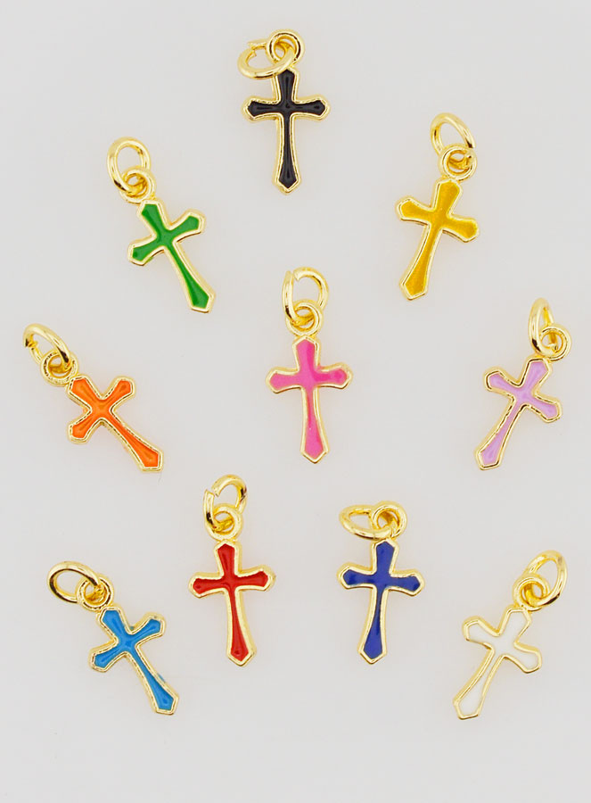 Set di 10 Mini Croci Multicolori 10mm (pic 1)