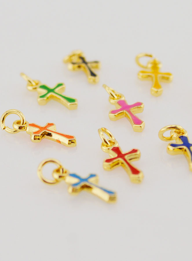 Set di 10 Mini Croci Multicolori 10mm (pic 2)