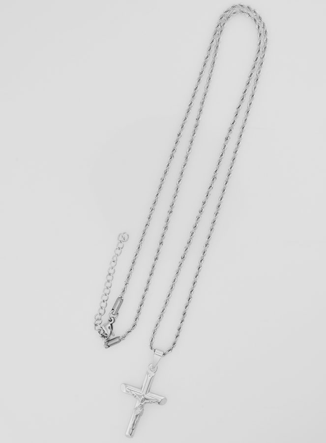 Collana Religiosa Croce di Cristo in Inox Argentato (pic 2)