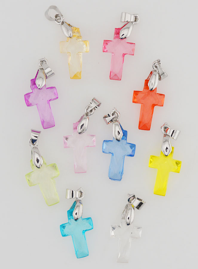 Set di 10 Ciondoli Croce Multicolori 16mm (pic 1)