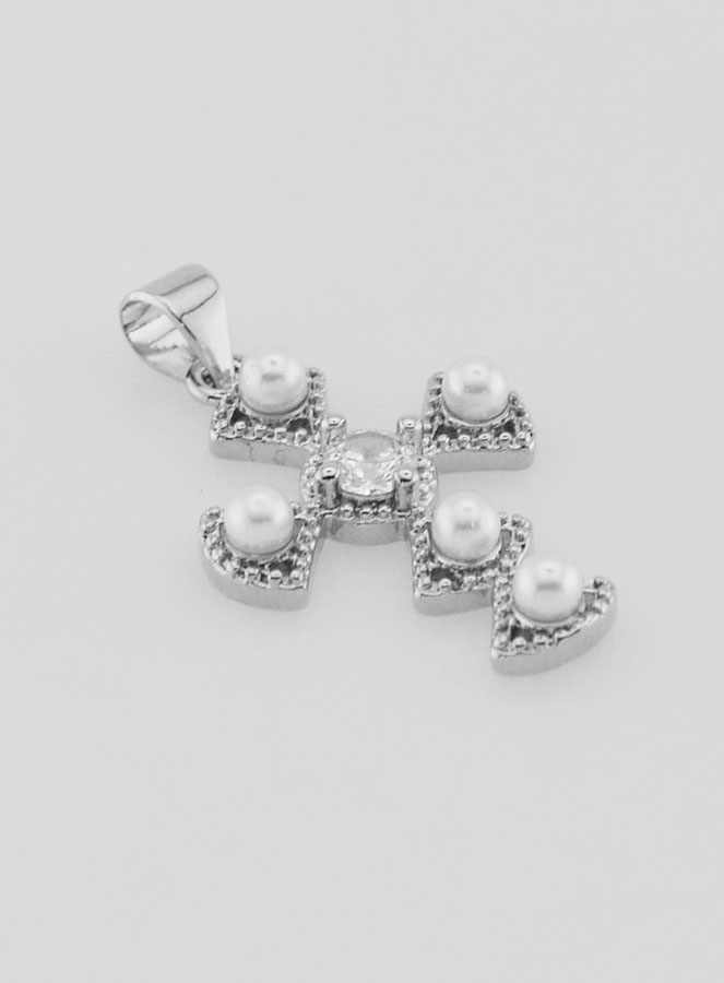 Ciondolo Croce in Ottone Argentato 23mm (pic 3)