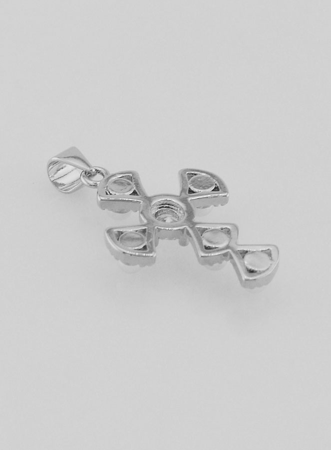 Ciondolo Croce in Ottone Argentato 23mm (pic 4)