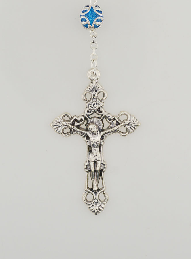 Rosario con Perle Blu - Miracolosa e Croce Barocca (pic 3)