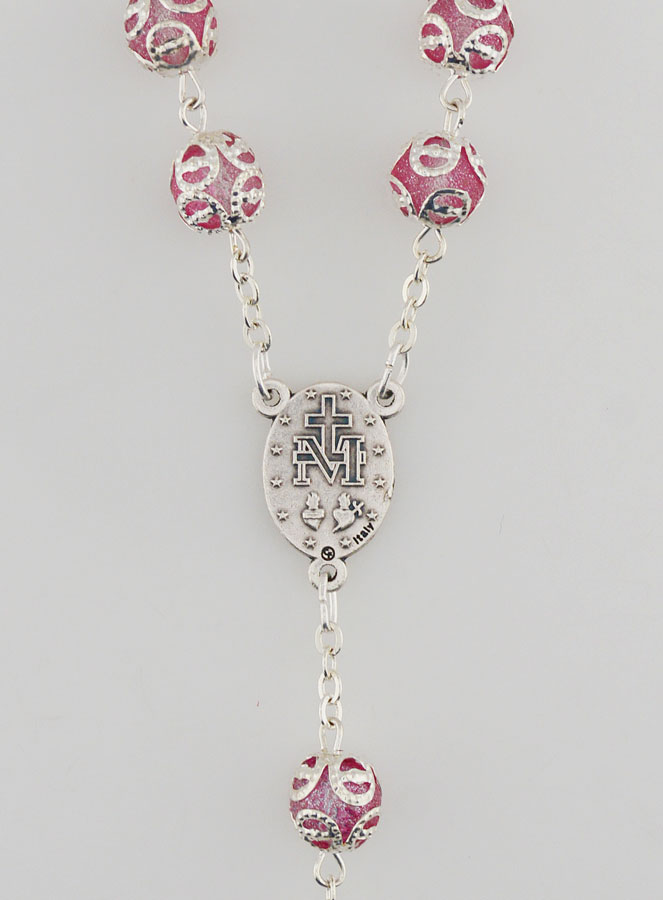 Rosario con Perle Rosa - Miracolosa e Croce Barocca (pic 4)