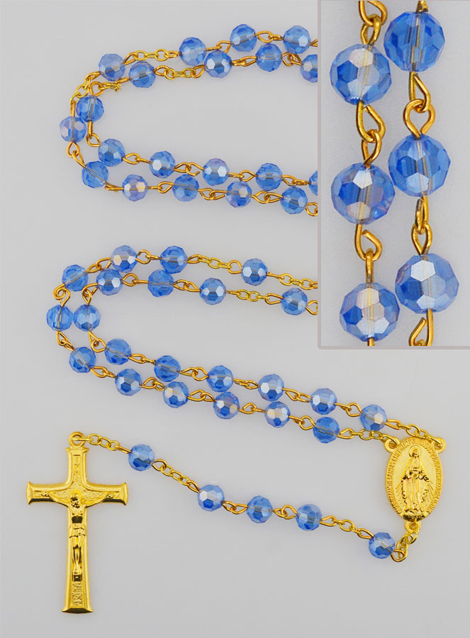 Rosario in Cristallo Blu & Medaglia Miracolosa (pic 1)