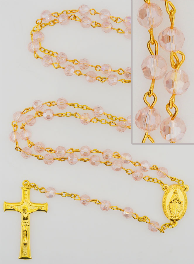Rosario in Cristallo Rosa & Medaglia Miracolosa (pic 1)