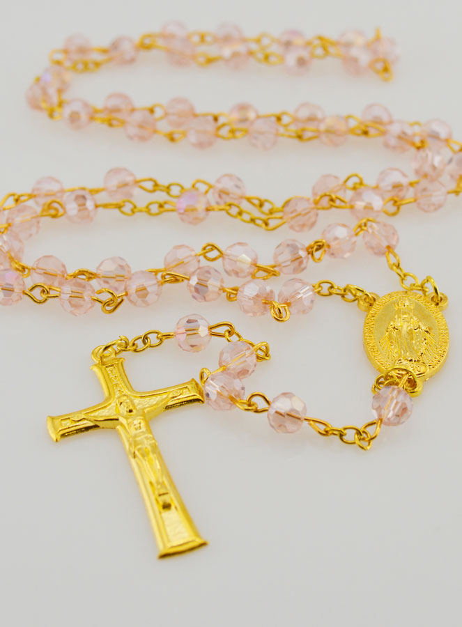 Rosario in Cristallo Rosa & Medaglia Miracolosa (pic 2)