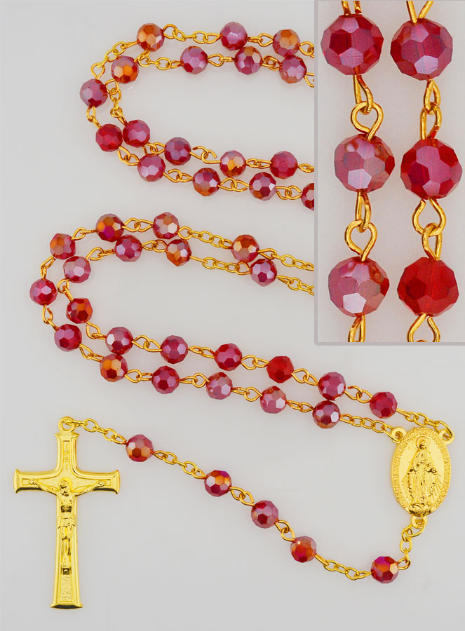 Rosario in Cristallo Rosso & Medaglia Miracolosa (pic 1)