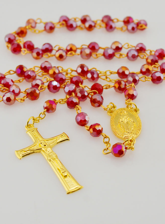 Rosario in Cristallo Rosso & Medaglia Miracolosa (pic 2)
