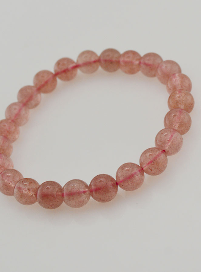Bracciale in Pietra Naturale Quarzo Fragola Ematoide - 8 mm (pic 4)