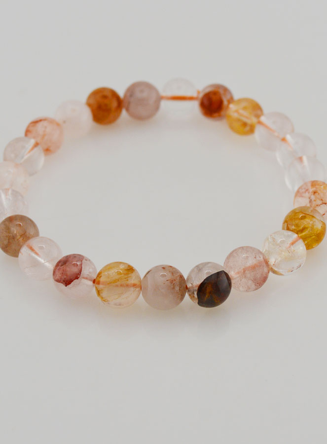 Bracciale in Pietra Naturale Quarzo Ematoide Multicolore - 8 mm (pic 2)
