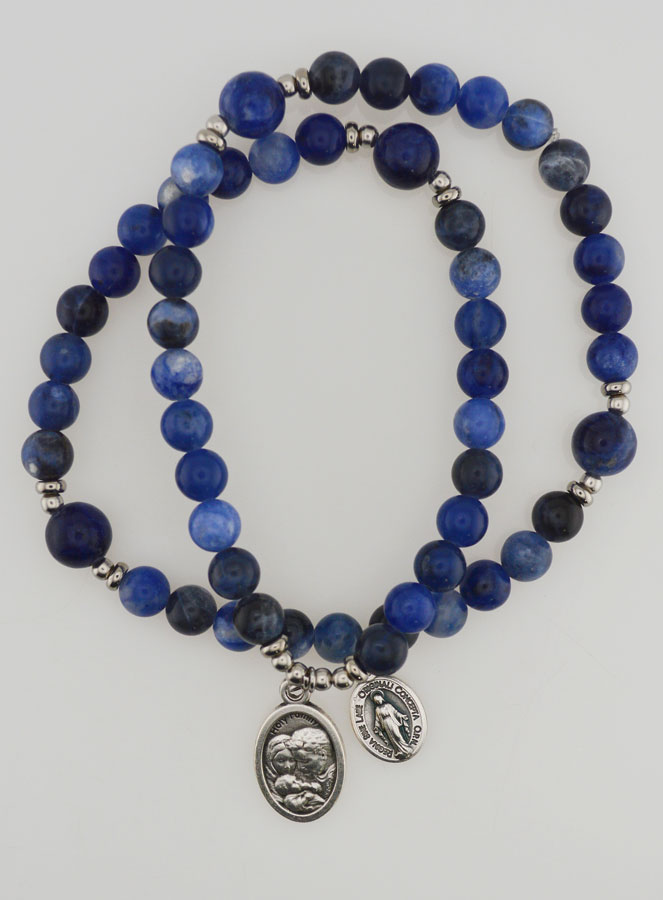 Rosario Medaglia Miracolosa & San Giuseppe in Sodalite (pic 1)