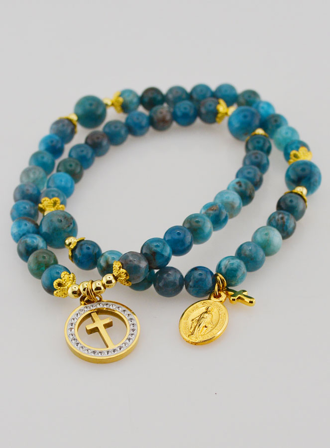 Rosario Medaglia Miracolosa in Pietre di Apatite (pic 2)