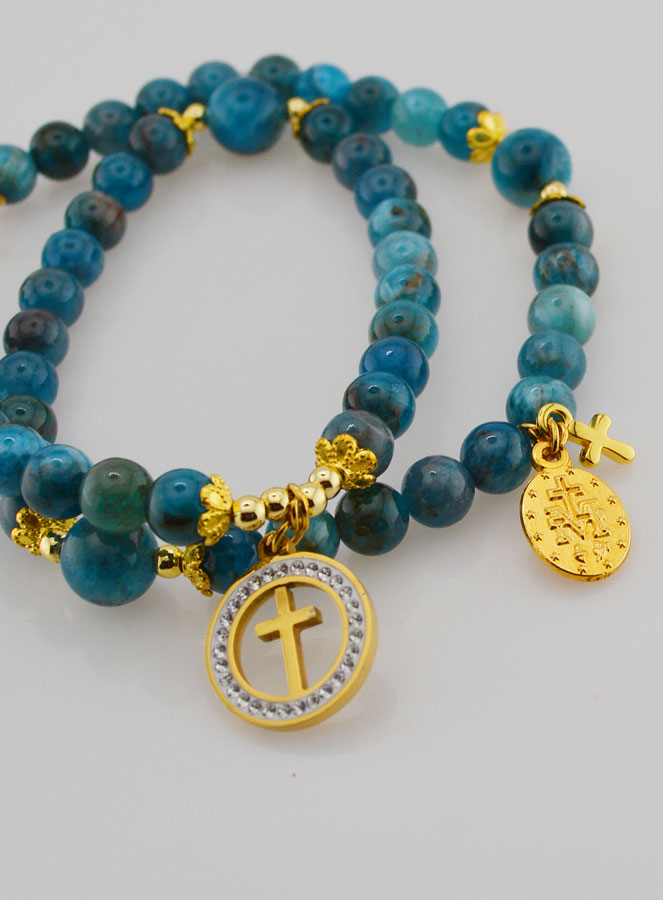 Rosario Medaglia Miracolosa in Pietre di Apatite (pic 4)