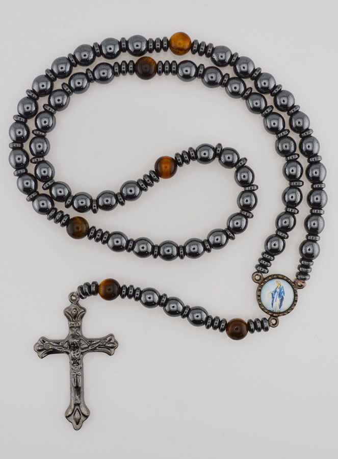 Rosario Vergine Miracolosa in Ematite & Occhio di Tigre (pic 1)