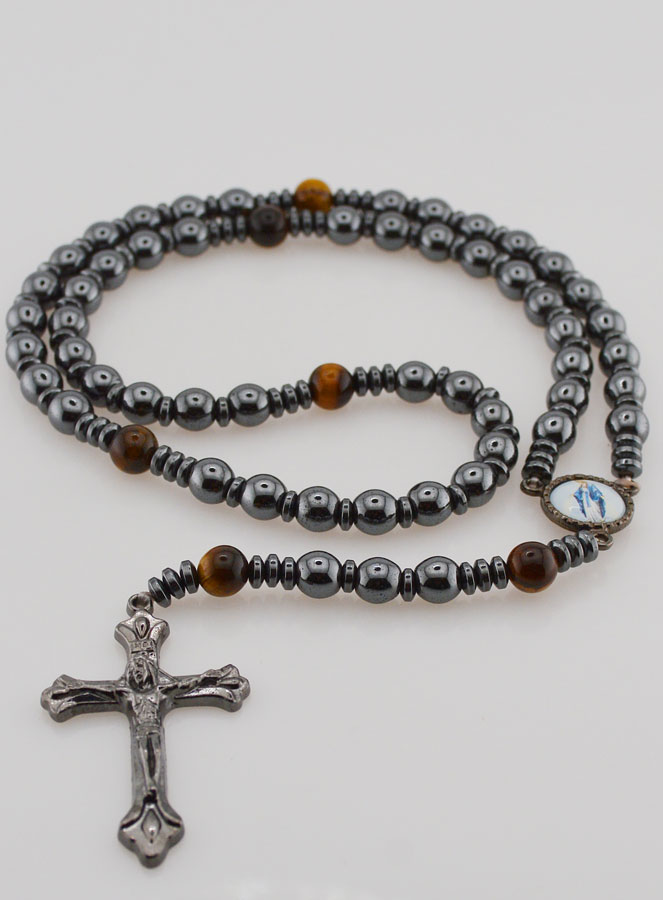 Rosario Vergine Miracolosa in Ematite & Occhio di Tigre (pic 2)