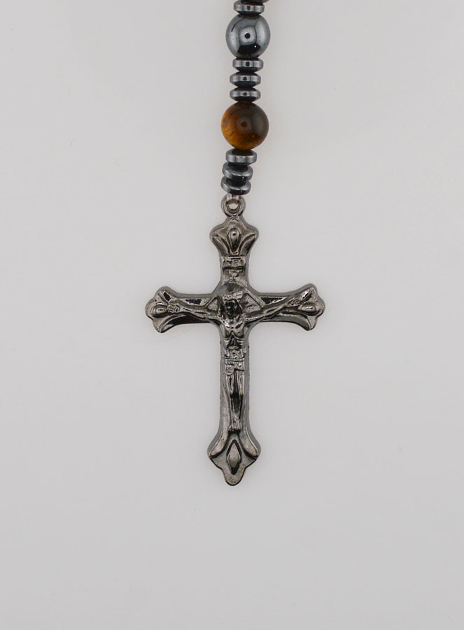 Rosario Vergine Miracolosa in Ematite & Occhio di Tigre (pic 3)