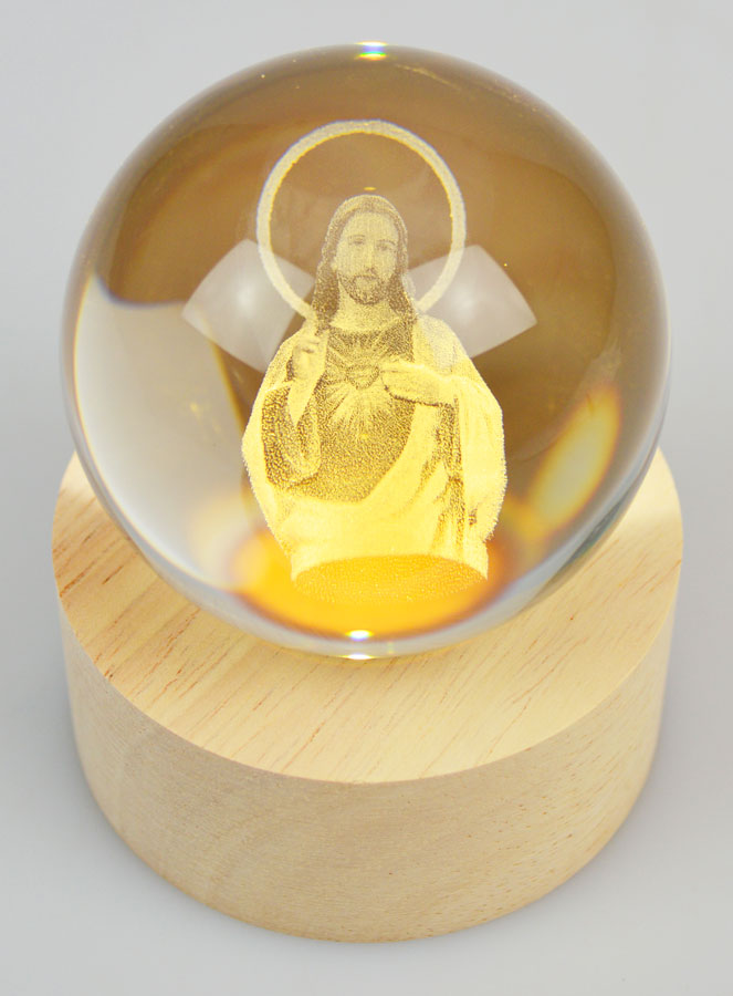 Sfera Luminosa Incisa al Laser - Sacro Cuore di Gesù (pic 1)