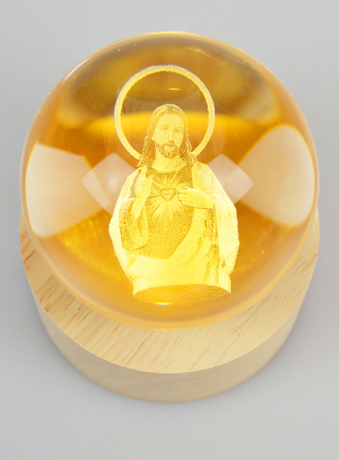 Sfera Luminosa Incisa al Laser - Sacro Cuore di Gesù (pic 2)