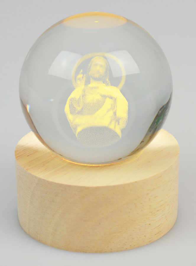 Sfera Luminosa Incisa al Laser - Sacro Cuore di Gesù (pic 3)