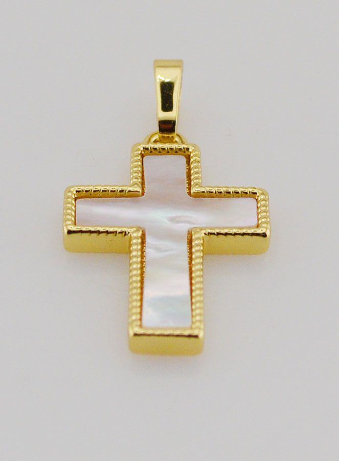 Ciondolo Croce in Ottone & Conchiglia 20mm (pic 2)