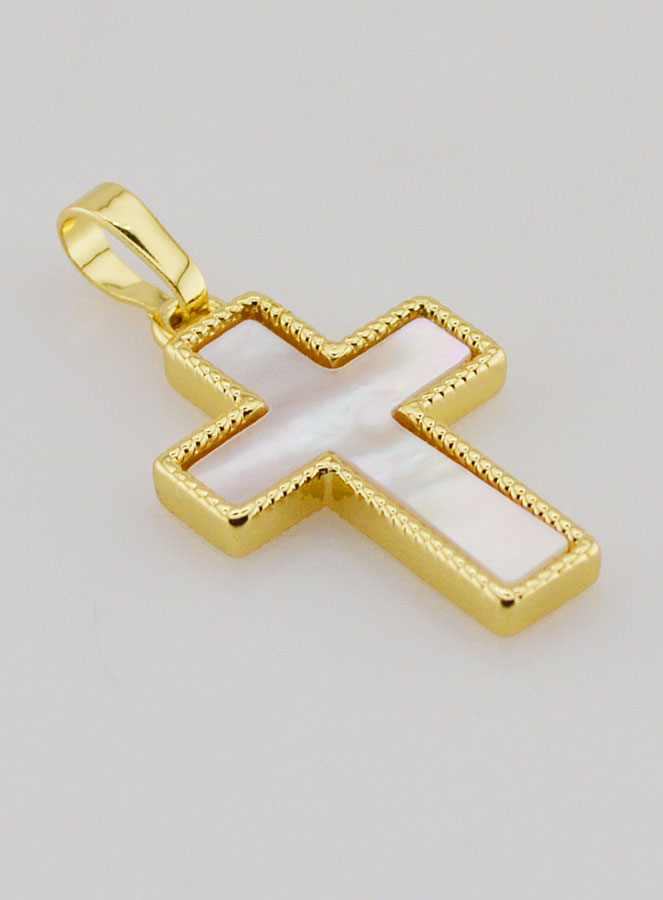 Ciondolo Croce in Ottone & Conchiglia 20mm (pic 3)