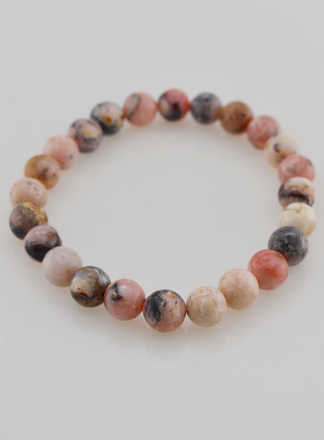 Bracciale in Pietra Naturale di Opale Rosa 8mm (pic 2)