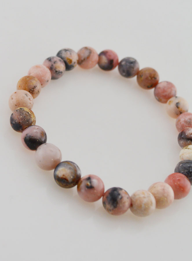 Bracciale in Pietra Naturale di Opale Rosa 8mm (pic 3)